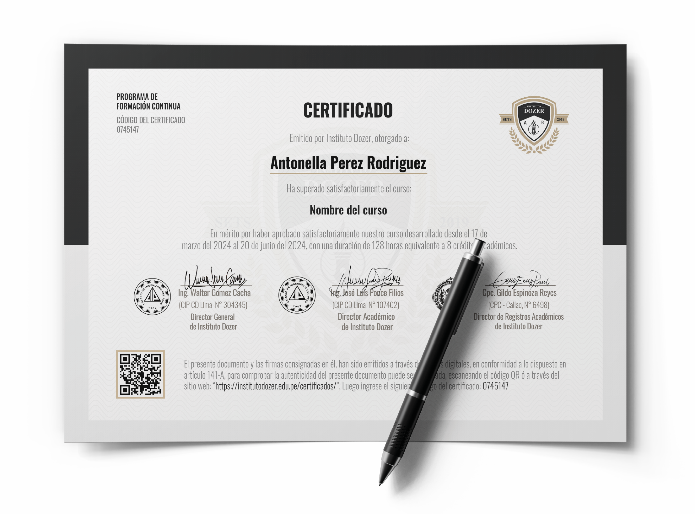 Certificado Dozer